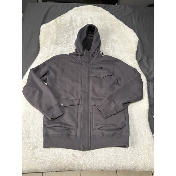 The North Face Mens‎ Gray Zip Snap Utility Jacket Size Medium Multi Pocket - Picture 1 of 8